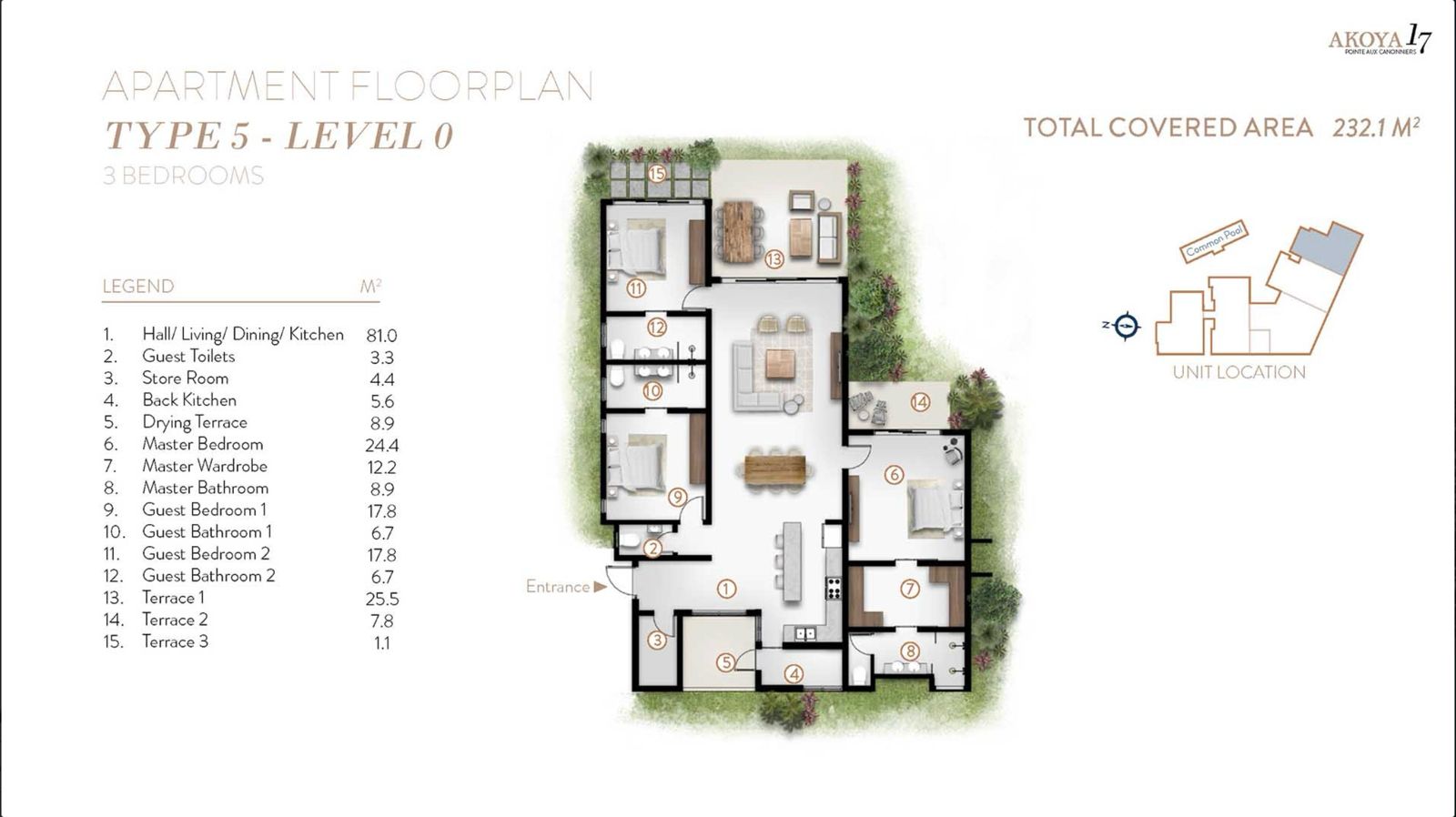 Appartement type 5 rez de jardin non meublé