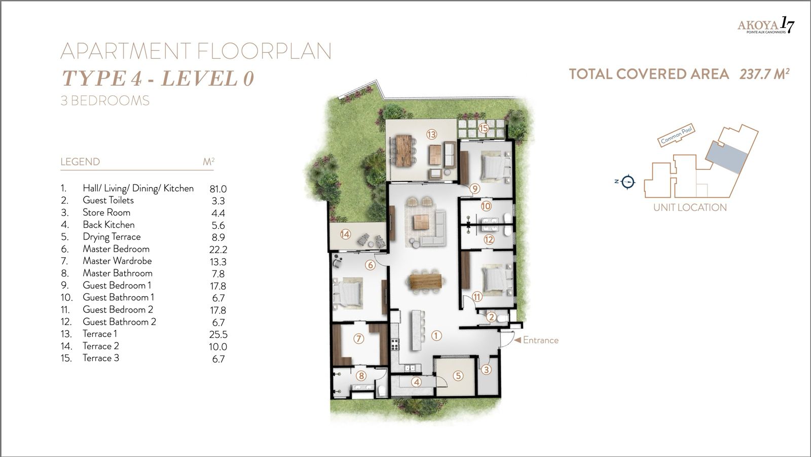 Appartement type 4 niveau zéro meublé